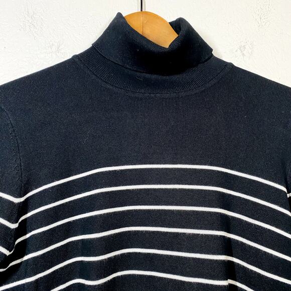 Madison Grey Turtleneck Top Long Sleeve Stripe Casual Mock Neck Tee - PXL - Picture 2 of 4